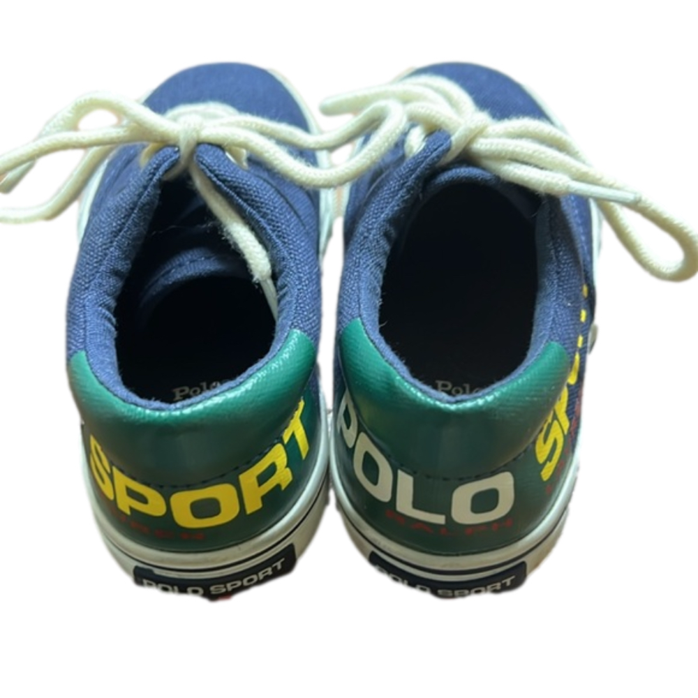 Boys toddler Ralph Lauren‎ Polo Sport canvas shoes good navy green size 9 - Picture 2 of 6
